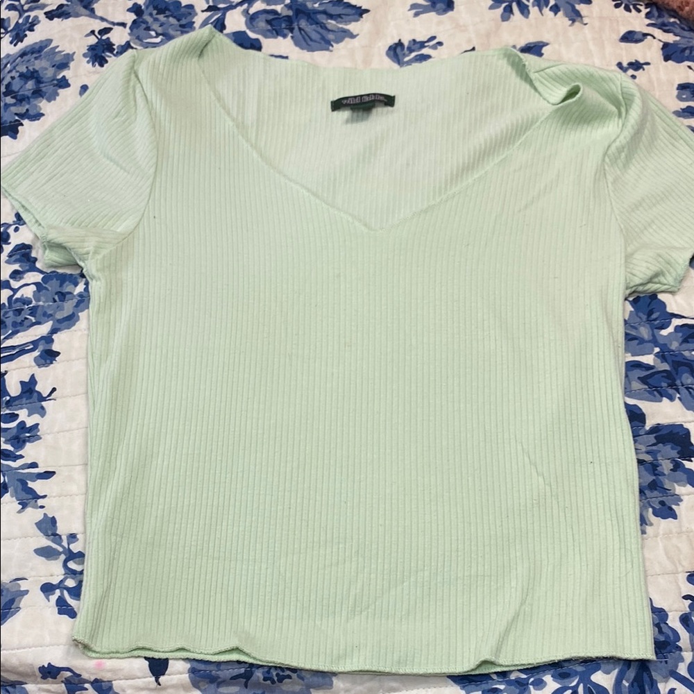 wild fable Mint Green V-Neck Ribbed Top